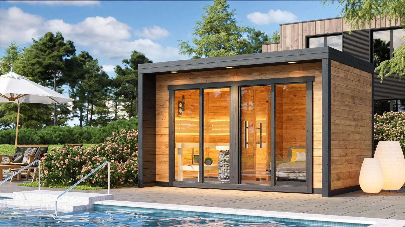 Spacious 2 Room Thermowood Cube Sauna Kit Cubo L