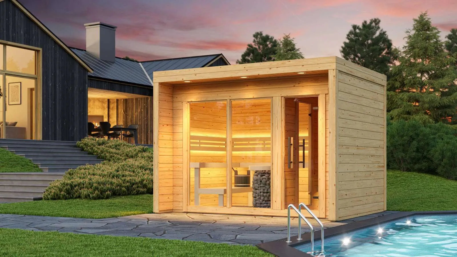 2 Room Thermowood Cube Sauna Kit Cubo M
