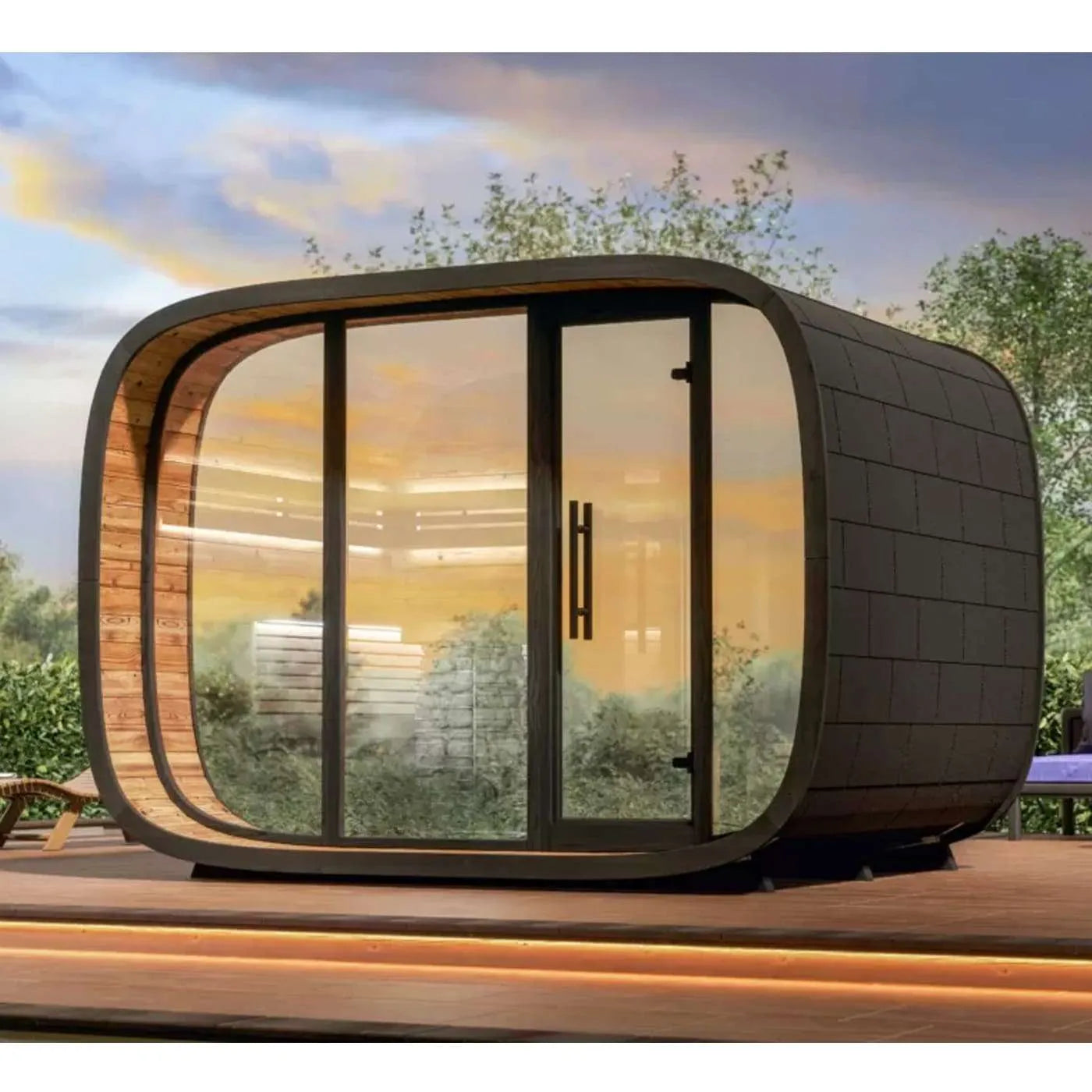 Thermowood Round Cube Double-Room Outdoor Sauna 2.6